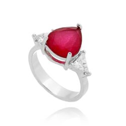 anel com pedra rubi e banho de rodio joias delicadas waufen